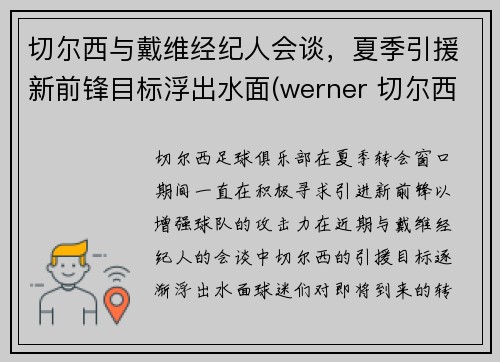 切尔西与戴维经纪人会谈，夏季引援新前锋目标浮出水面(werner 切尔西)